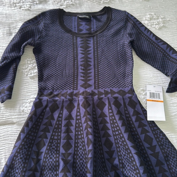 Women's Nina Leonard Geometric Fit & Flare Sweater Dress - Picture 3 of 4